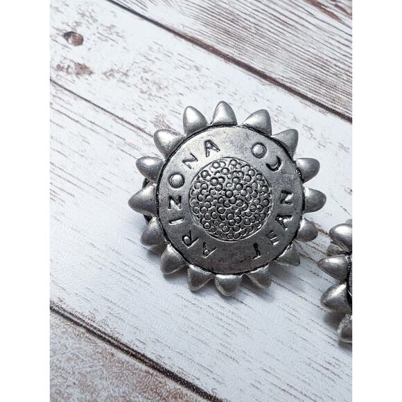 Vintage The Original Arizona Jean Company Clip On Earrings Silver Tone - Picture 3 of 8